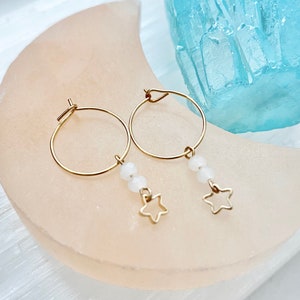 Gold Star Hoops / Star Earrings / Celestial Earrings / Gold Star Earrings / Star Hoops / Mini Hoops / Small Gold Star Hoop Earrings