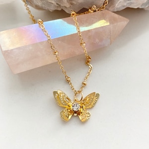 Butterfly Necklace / Gold Butterfly Necklace / Butterfly Charm Necklace / Gold Necklace / Butterfly Choker Necklace / Layering Necklace