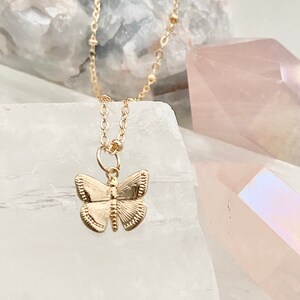 Gold Butterfly Necklace / Butterfly Charm Necklace / Gold Necklace / Butterfly Choker Necklace / Tiny Butterfly Necklace / Layering Necklace