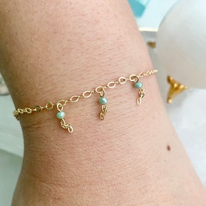 Dainty Gold Bracelet / Simple Gold Beaded Bracelet / Gold Beaded Tassel Bracelet / Gold Stacking Bracelet / Tiny Beaded Bracelet