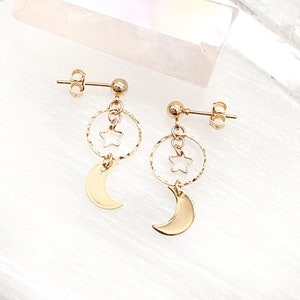 Crescent Moon Earrings / Star Earrings / Celestial Earrings / Moon Earrings Star Earrings / Moon And Star Stud Earrings / Gold Moon Studs