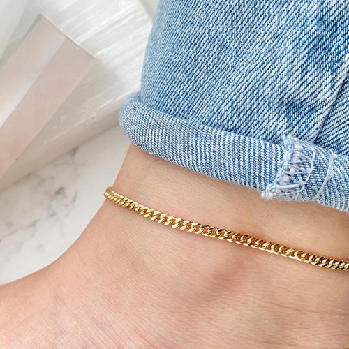 Gold Chain Anklet / Thick Gold Chain Anklet / 18k Gold Chain Etsy