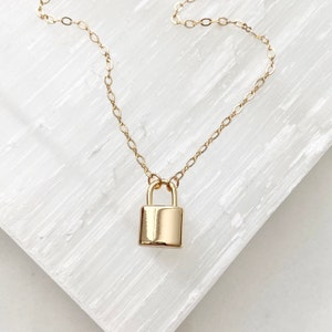 Gold Lock Necklace / Gold Locket Necklace / Gold Layering Necklace / Padlock Necklace / Mini Lock Necklace / Love Locket Necklace