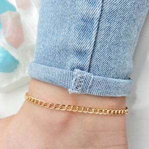 Gold Chain Anklet / Thick Gold Chain Anklet / 18k Gold Chain Anklet / Everyday Gold Chain Anklet / Thick Gold Curb Chain Anklet  Gold Anklet