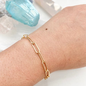 Thick Gold Chain Bracelet / Gold Bracelet / 18k Gold Plated Paper Clip Chain Bracelet / Gold Link Chain Bracelet / Gold Chain Bracelet
