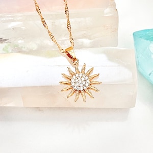 Gold Sun Necklace / Gold Filled Sun Necklace / Celestial Necklace / CZ Gold Sun Necklace / Gold Filled Necklace / Gold Layering Necklace