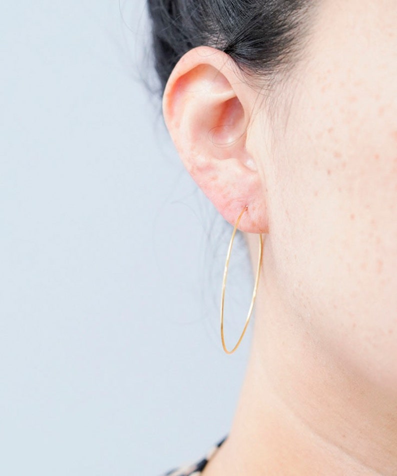 Gold Plated Thick Hoop Dangle Earrings For Women - Medium 22mm, Brass, Fashion Jewelry
