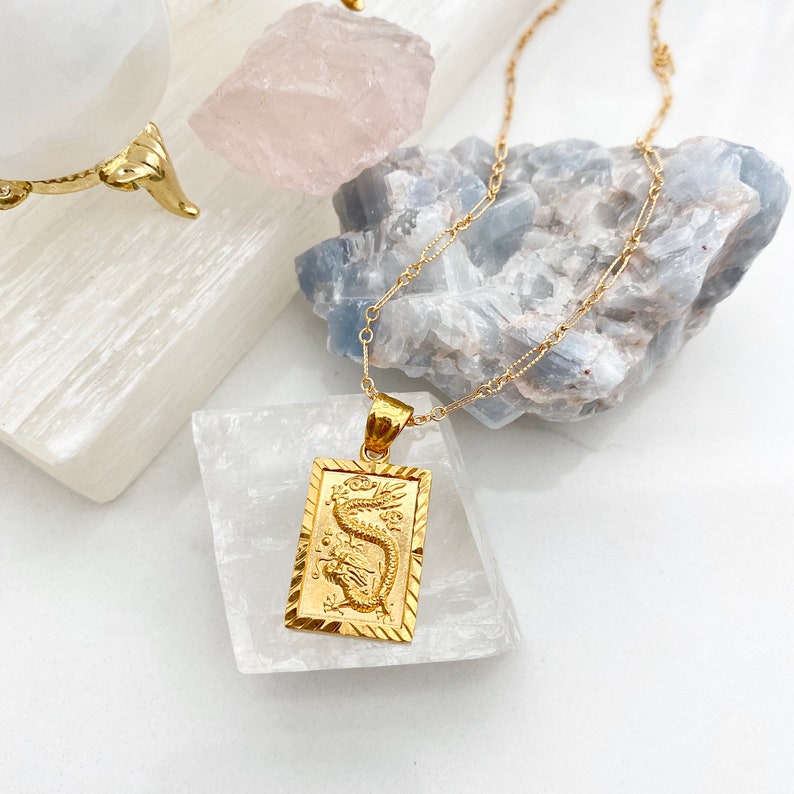 Gold Dragon Necklace Gold Filled Dragon Necklace Dragon Necklace Gold Necklace Layering Necklace Gold Lucky Dragon Necklace