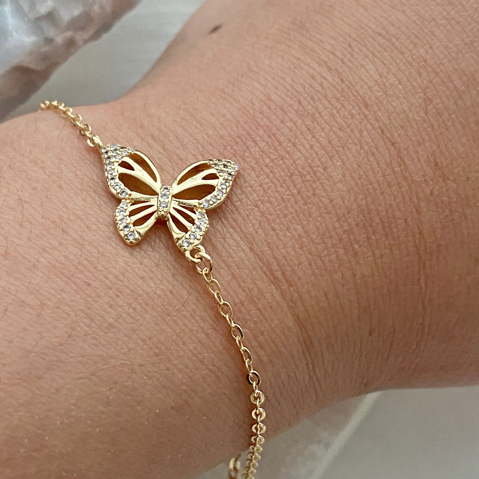 Gold Butterfly Bracelet / Butterfly Bracelet / Sparkly Etsy