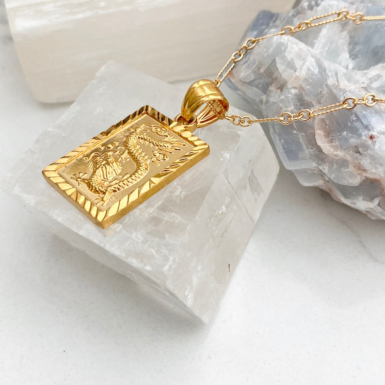 Gold Dragon Necklace Gold Filled Dragon Necklace Dragon Necklace Gold Necklace Layering Necklace Gold Lucky Dragon Necklace