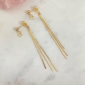 Shooting Star Earrings / Gold Star Earrings / Gold Star Dangle Earrings / Long Gold Star Earrings / Dangly Star Earrings