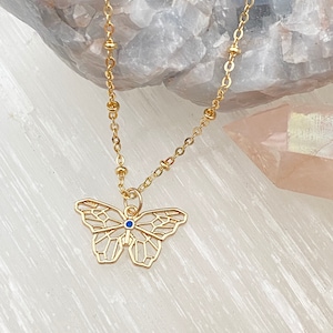 14k Gold Filled Butterfly Necklace / Gold Butterfly Necklace / Butterfly Charm Necklace / Gold Fill Necklace / Monarch Butterfly Necklace