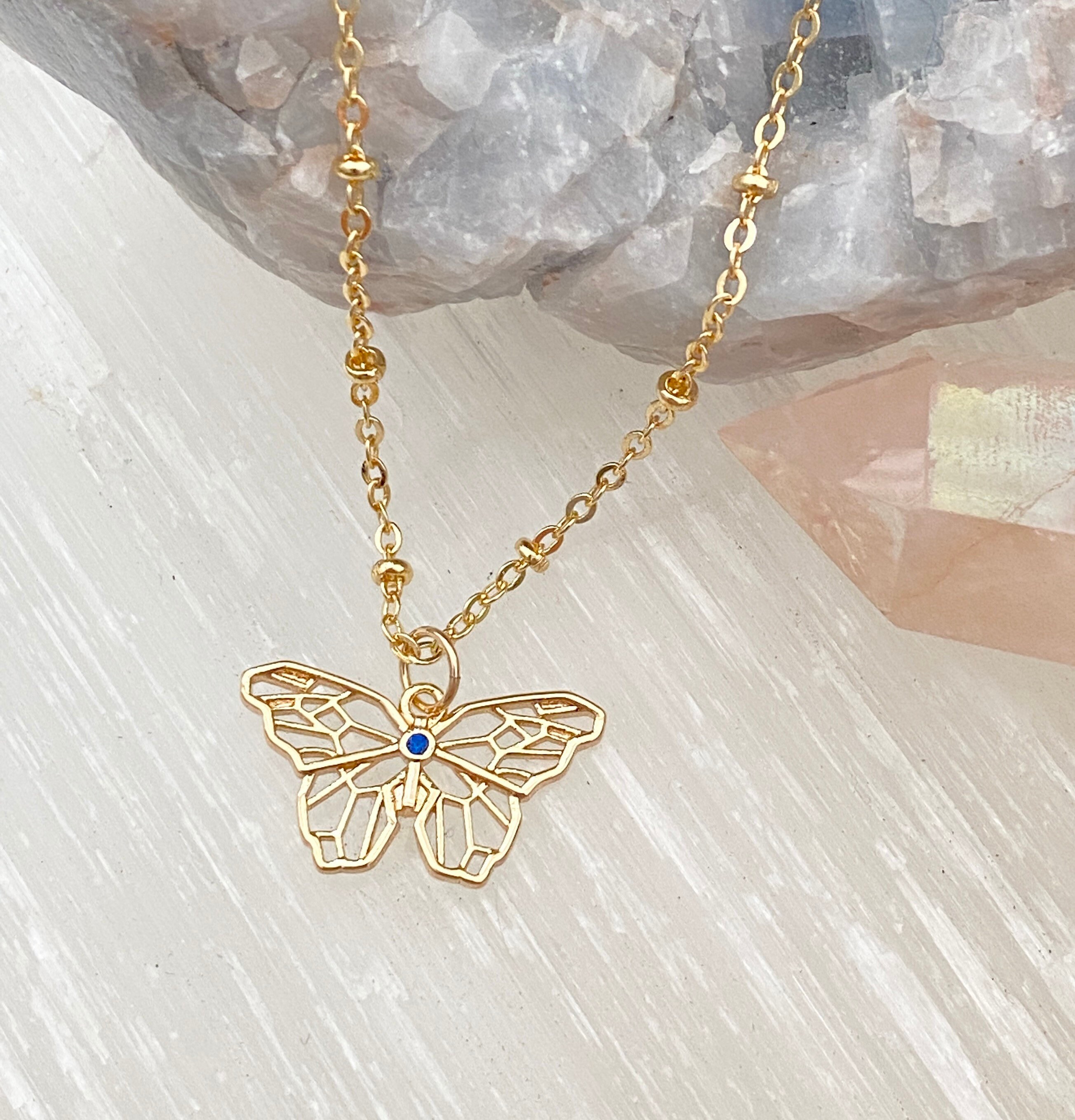 Gold filled sale butterfly necklace