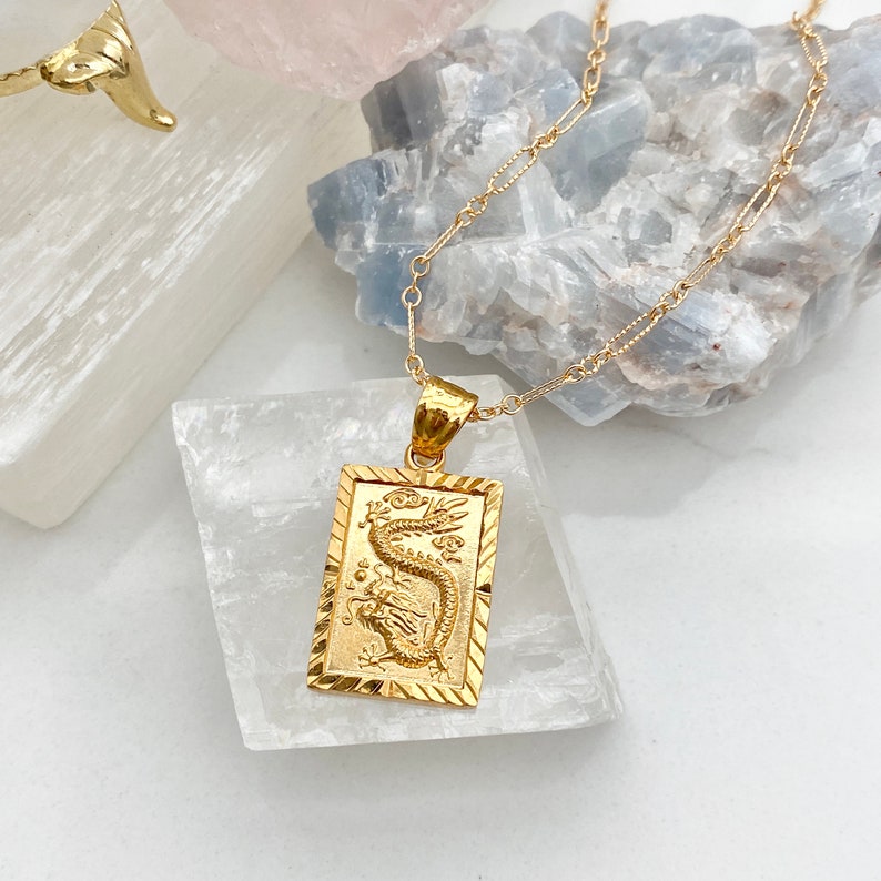 Gold Dragon Necklace Gold Filled Dragon Necklace Dragon Necklace Gold Necklace Layering Necklace Gold Lucky Dragon Necklace