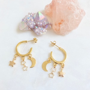 Crescent Moon Earrings / Star Earrings / Celestial Earrings / Moon Earrings Star Earrings / Moon And Star Dangle Earrings / Gold Moon