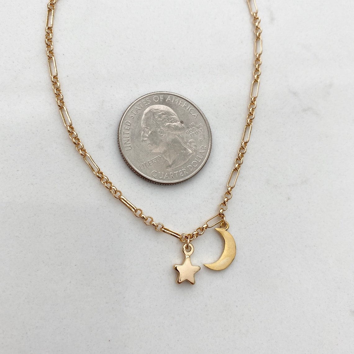 Gold Moon Anklet / Gold Star Anklet / Moon and Star Anklet / Etsy