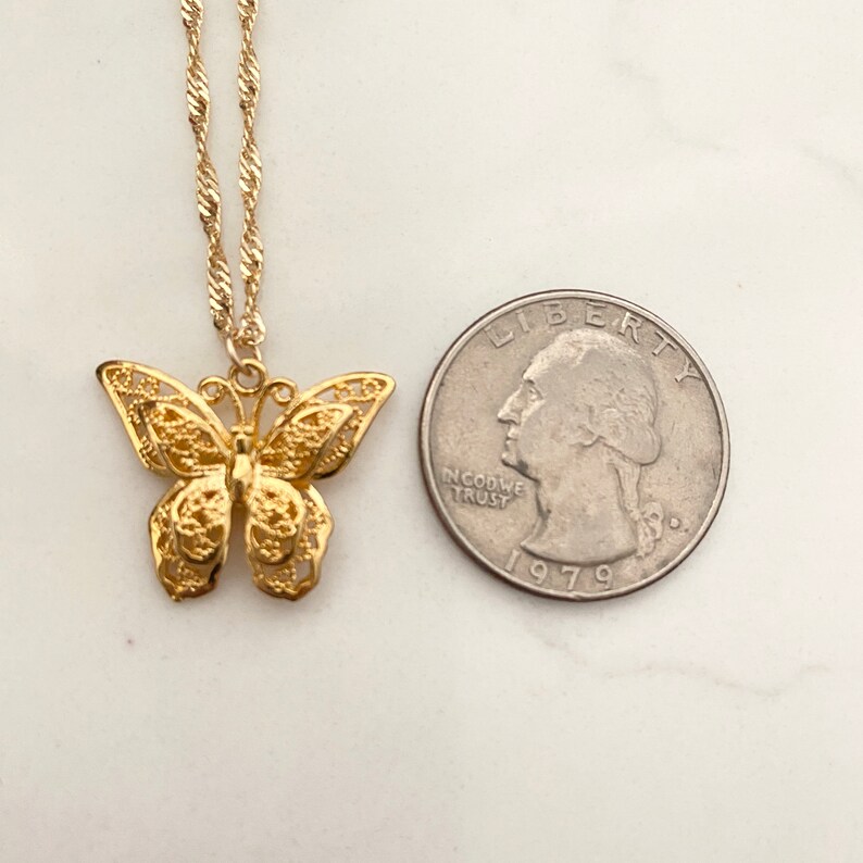 Gold Butterfly Necklace / Butterfly Charm Necklace / Gold Etsy