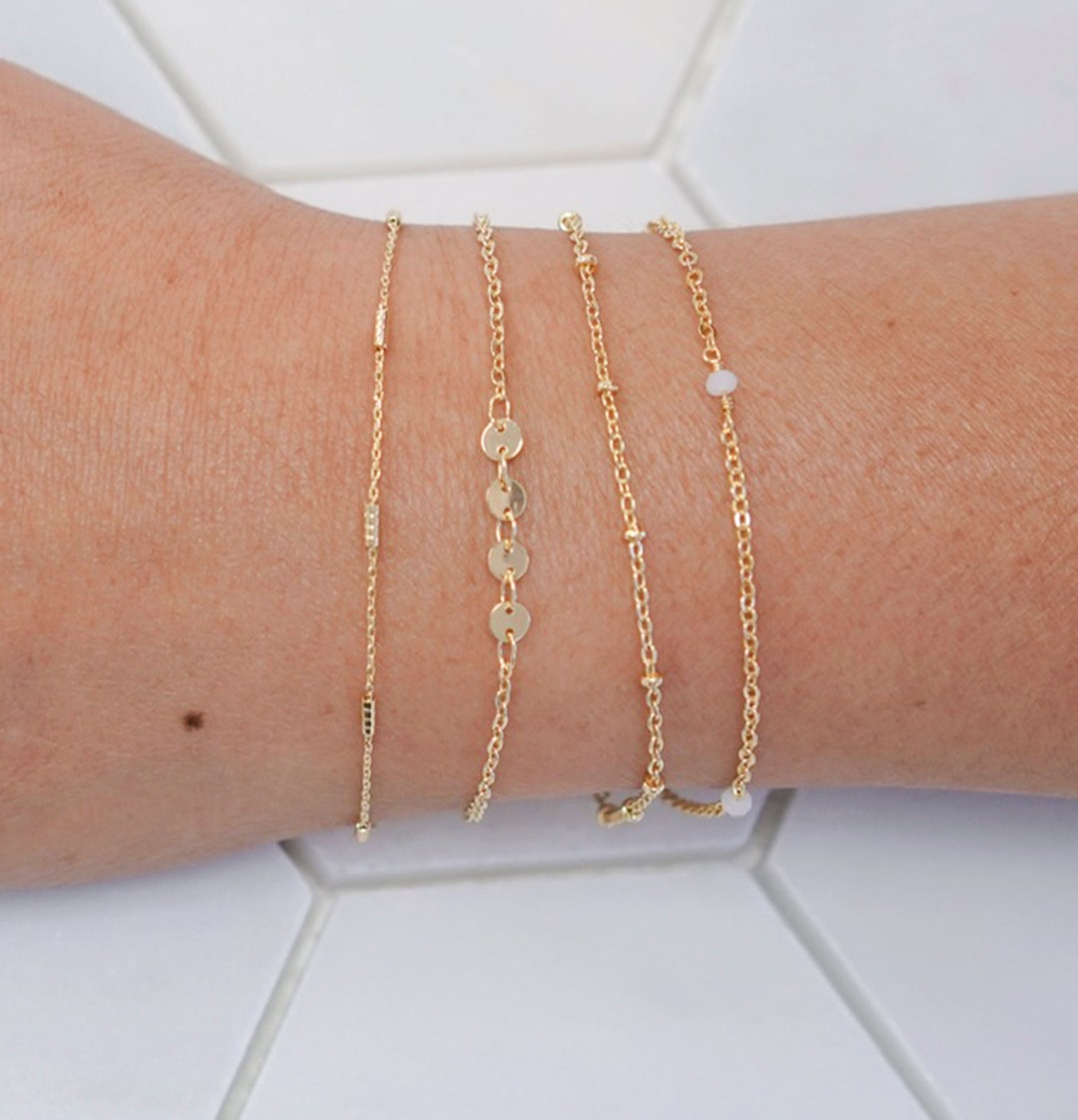 Gold Bracelets for Woman, Dainty Gold Bracelet, Chain Bracelet, Simple  Jewelry, Gift for Her, Stacking Bracelets, Tarnish Resistant Bracelet - Etsy