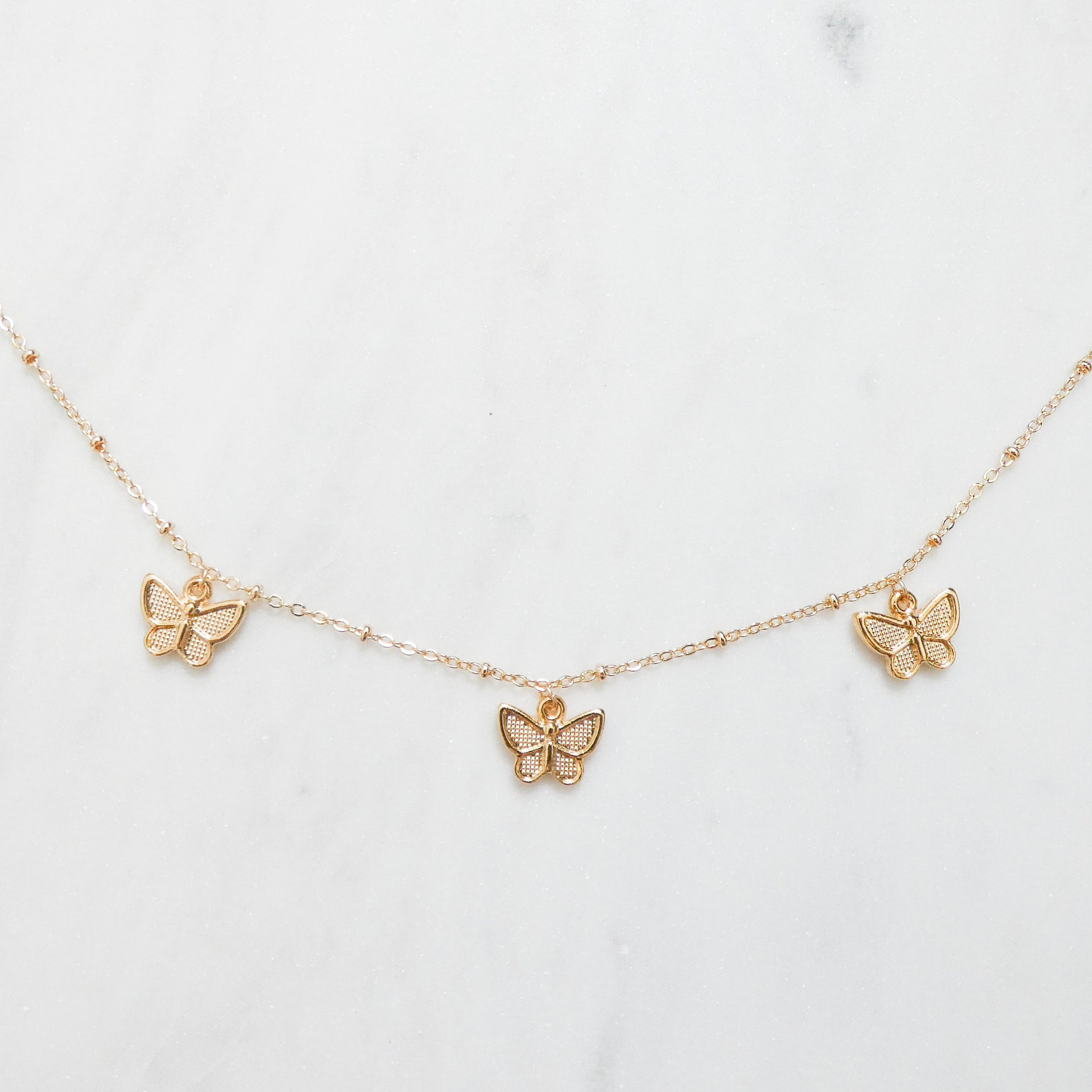 Gold Butterfly Necklace / Butterfly Charm Necklace / Gold Etsy