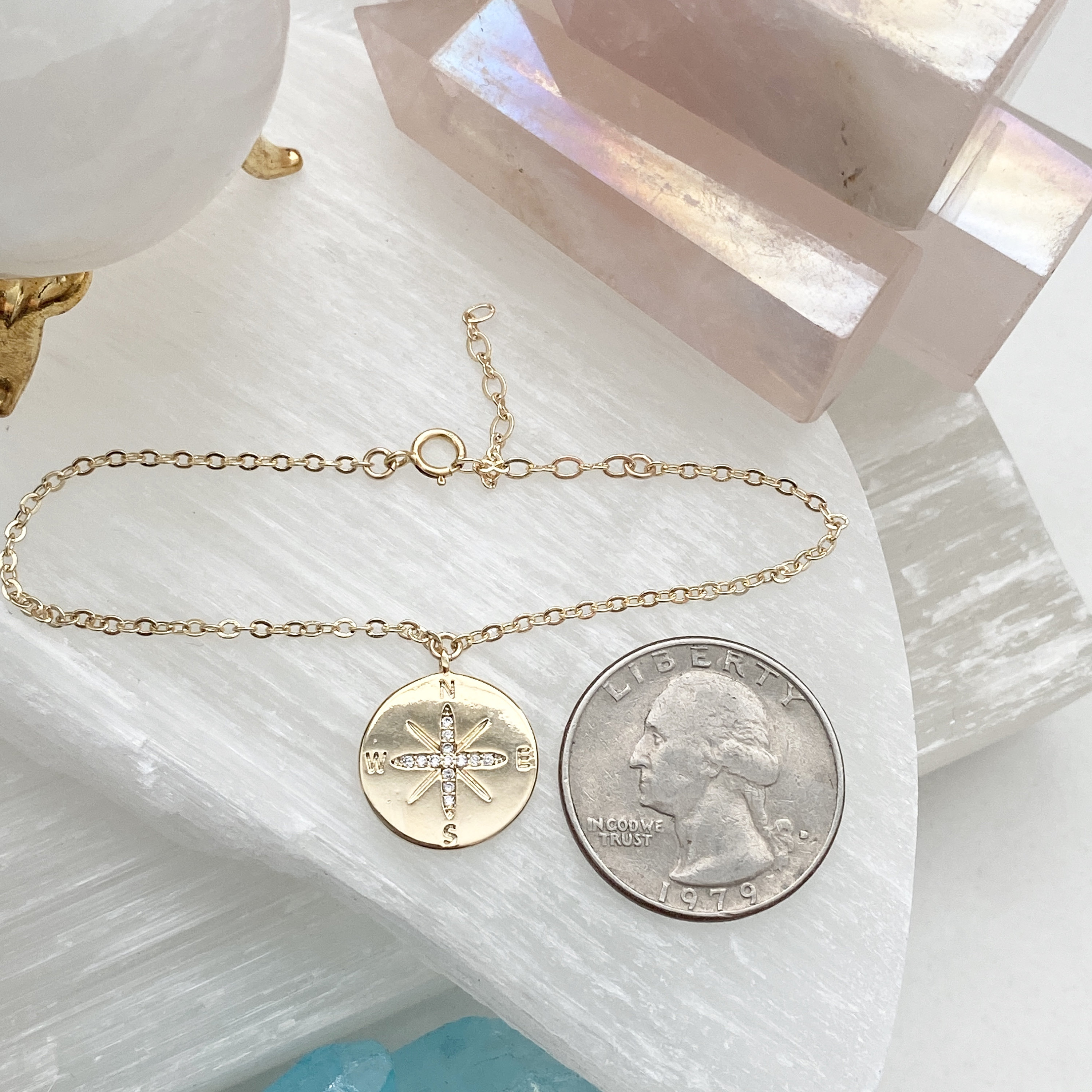 Gold Compass Bracelet / Compass Bracelet / Sparkly Compass Etsy