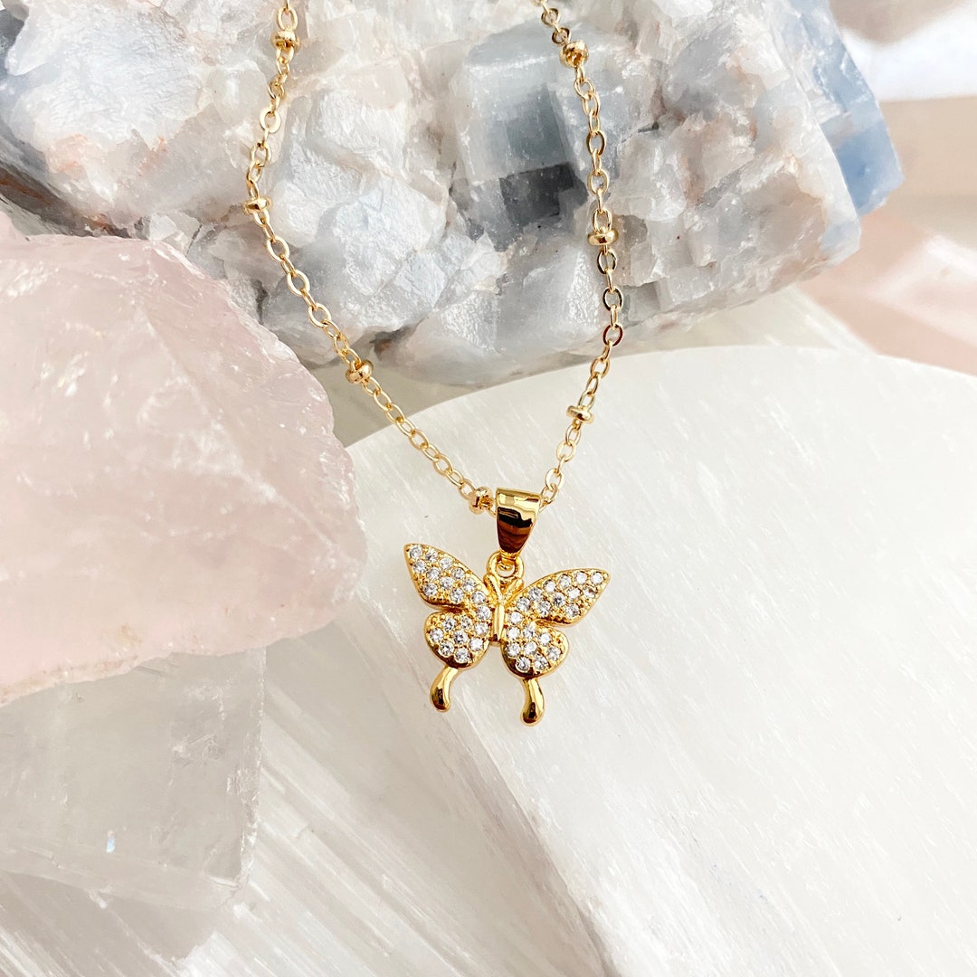 Butterfly Necklace / Gold Butterfly Necklace / Butterfly Charm Necklace ...