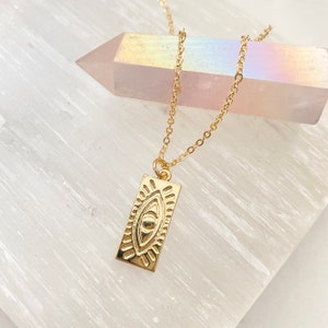 14k Gold Filled Eye Necklace / Eye Necklace / Mystical Eye Necklace / Gold Evil Eye Necklace / Gold Eye Necklace /  Gold Layering Necklace