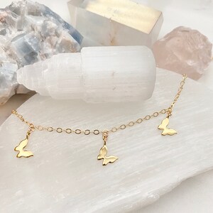 Gold Butterfly Necklace / Butterfly Charm Necklace / Mini Butterfly Necklace / Butterfly Choker Necklace / Gold Choker Necklace