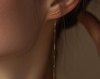 18 kt vergulde staafinsteker: sterlingzilveren ketting, dubbele piercing