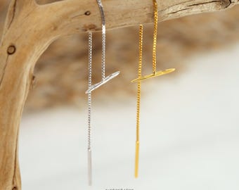 18 kt vergulde staafinsteker: sterlingzilveren ketting, dubbele piercing