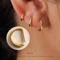 D Shape Sleeper Earrings, Open Hoop Earrings, Backless Half Hoops, Dainty Cartilage Hoop, Small Gold Huggie, Sterling Silver Nap Earrings