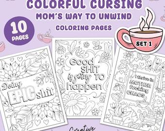 10 Colorful Cursing Mom's Way to Unwind with Cute Patterns Coloring Pages, Set 1