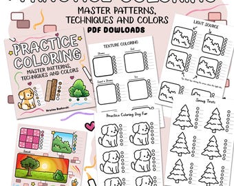 8.5" x 11" (US Letter Size) Coloring Practice Pages, Improve Coloring Skills, Blending and Shading, Ohuhu Marker Practice Sheet