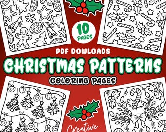 10 Christmas Patterns Coloring Pages Set 1
