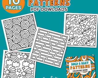 10 Pages of Bold and Easy Patterns - Part 2, Creative Relaxation for All Ages, Coloring Book