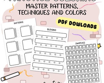 Coloring Practice Pages and Swatches, Master Patterns, techniques and Colors, Blending and Shading, Ohuhu Markers