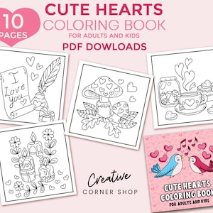 10 Cute Hearts Coloring Printable Pages_2 part