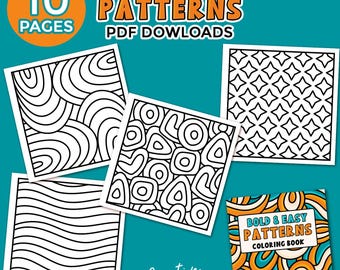10 Pages of Bold and Easy Patterns - Part 1, Creative Relaxation for All Ages, Coloring Book