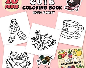 Cute Bold and Easy Designs, 10 Coloring Pages to color, Set 2
