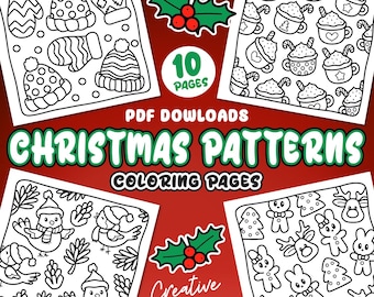 10 Christmas Patterns Coloring Pages Set 2