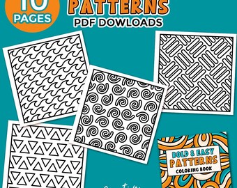 10 Pages of Bold and Easy Patterns - Part 3, Creative Relaxation for All Ages, Coloring Book