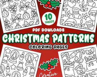 10 Christmas Patterns Coloring Pages Set 3