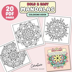 20 Pages of Bold and Easy Mandalas, Creative Relaxation for All Ages, Coloring Book