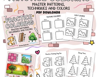 15 páginas para practicar coloreado, mejora tus habilidades de coloreado, mezcla y sombreado, hoja de práctica con marcador Ohuhu