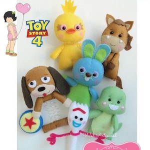 Felt Toy Story 4 - PDF Pattern - Forky, Bunny, Ducky, Slinky Dog, Rex, Bullseye + Gift Pattern Rocket Buzz