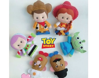 Toy Story Felt - PDF Pattern - Woody, Jessie, Buzz, Mr. & Mrs. Potato Head - Cute Pocket
