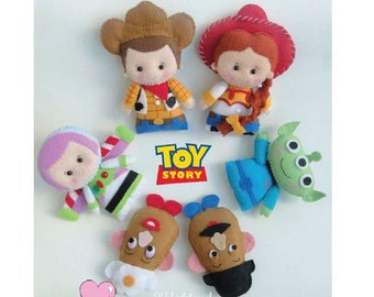 Toy Story Felt - PDF Pattern - Woody, Jessie, Buzz, Mr. & Mrs. Potato Head - Cute Pocket