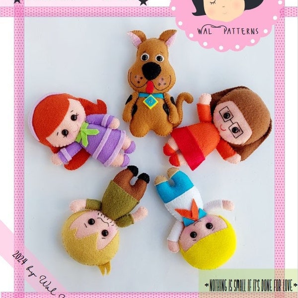 Scooby-Doo - Felt Pattern - Fred, Daphne, Velma, Shaggy and Scooby - Ornament, Plush Toy, Cartoon,  Mystery Machine, Easy Tutorial, Vintage