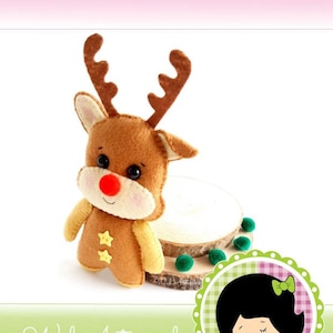 Reindeer Ornament Felt Pattern PDF SVG Felt Deer Christmas Sewing DIY Felt Rudolph Easy Pattern