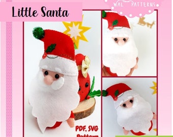Little Santa  Felt Pattern PDF SVG  Felt Doll Christmas Ornament Decor Handsew Santa Claus Sewing Tutorial DIY Advent Calendar