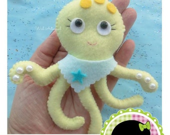 Octopus - Felt PDF Pattern - Sea Life - Ocean Toys - Sea Creatures - Nautical - Felt Animal - Marine Toy - Ornament Nursery - Plush Sewing